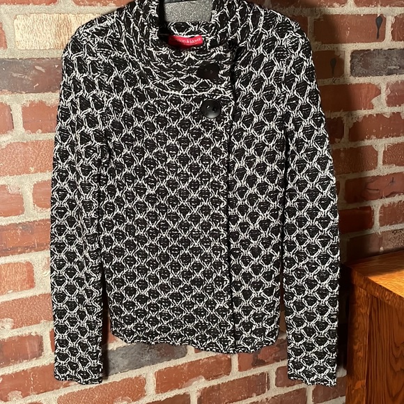 Krimson Klover Midnight Sun Button Cardigan in BLACK AND WHITE. Size Small - Picture 2 of 10